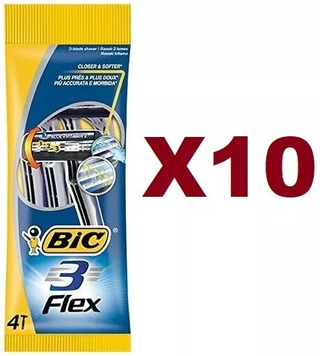 40 Lamette Bic 3 Flex  Rasoio Usa E Getta Tre Lame Lamette Da Barba Uomo Man