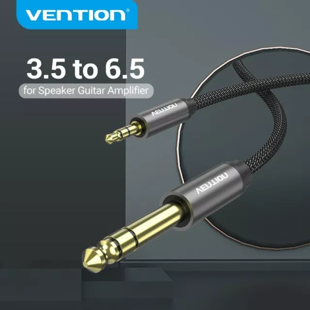 6.35mm 1/4 Male to 3.5mm 1/8 Male Stereo Audio Cable Alloy Housing Nylon Braid