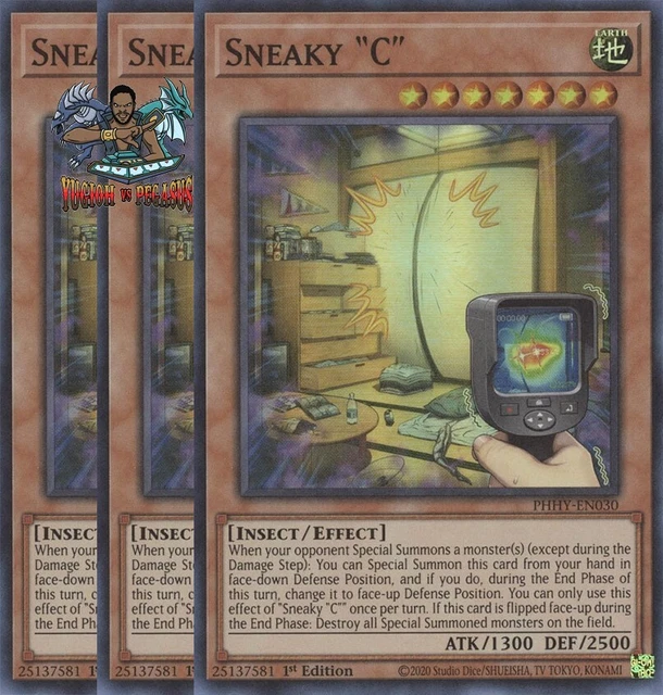 Yugioh! 3x Sneaky "C" PHHY-EN030 Super Rare 1st Ed NM