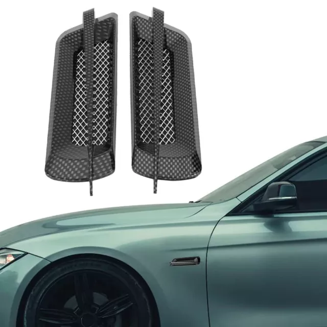 2x Carbon Fiber Car Side Air Flow Vent Fender Cover Intake Grille Sticker Parts