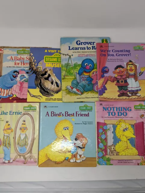 Lot of SEVEN (7) The Sesame Street Vintage Children's Books Elmo, Grover, Ernie