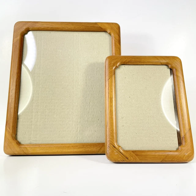 2 Mid Century Modern Picture Art Wood Frames 8"x10" 5”x7” Teak Wood MCM Vintage