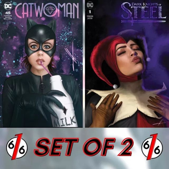 🔥🐱 CARLA COHEN 616 CATWOMAN & HARLEY QUINN SET Of 2 Dark Knights Of Steel