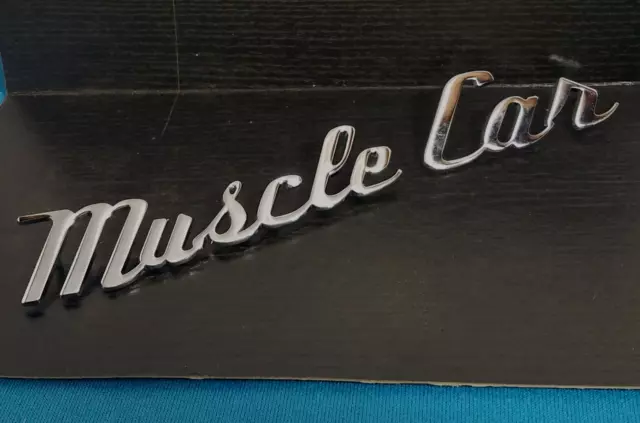 Cool old school Chrome MUSCLE CAR script emblem metal Ford Chevy Mopar GM hotrod