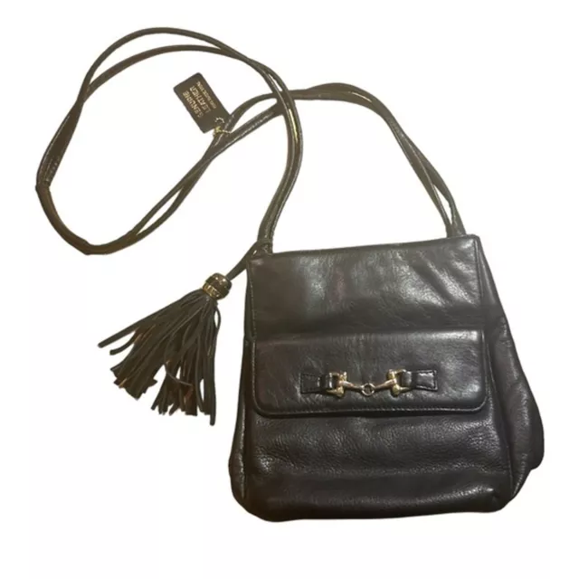 Vintage Black Laura Scott Leather Shoulder Bag - Vintage Designer Clothing