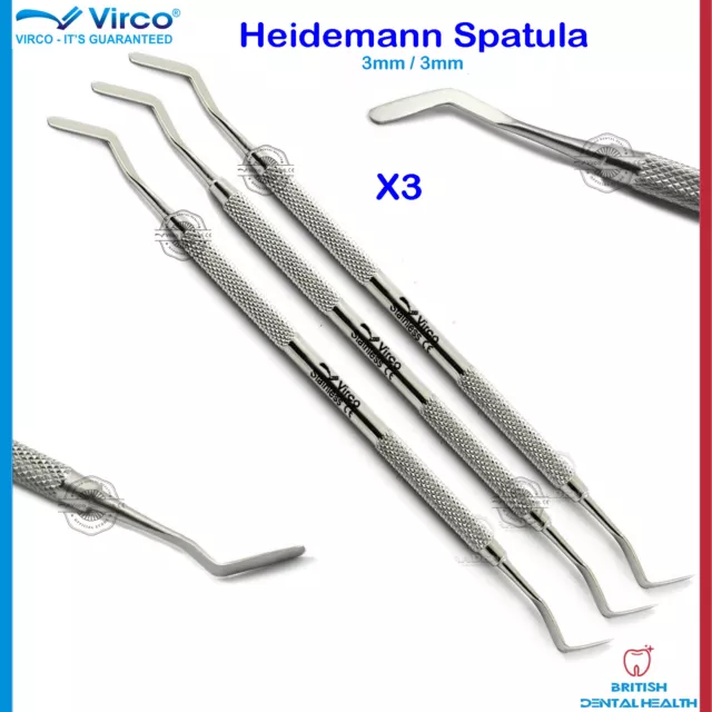 3X Heidemann Séparation Spatule 3MM Dentaire Ortho Acier Inoxydable