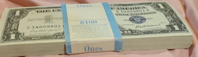 1957 One Dollar Blue Seal Note Silver Certificate CRISP UNCIRCULATED Lot of 100