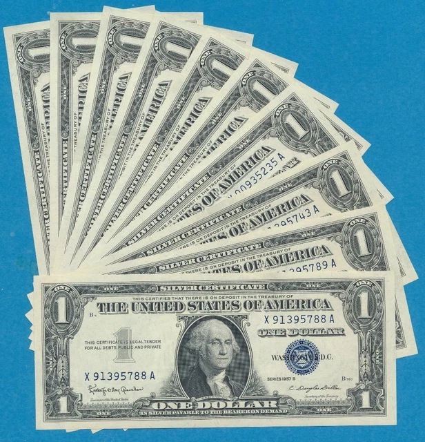 5-$1.00 1935-D+E  Series Consecutive Choice/Gem Silver Certificates Dealers Lot