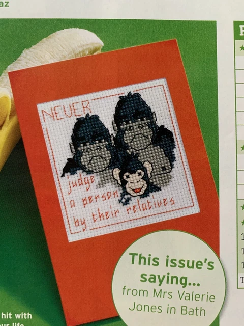 Stitcher’s Sayings Never Judge A Person By Their Relatives Cross stitch chart