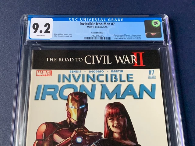 Invincible Iron Man #7 CGC 9.2 NM- 2nd Print Cameo 1st Riri Williams Ironheart 2