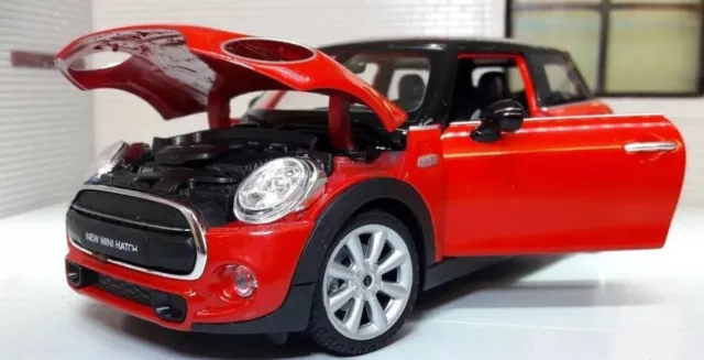 Mini Cooper One Hatch 2014 Red BMW Welly Very Detailed 1:24 Scale Diecast Model