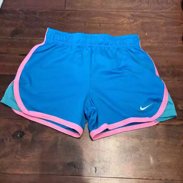 Nike Dri-Fit Girls Youth Medium Athletic Shorts Blue Pink