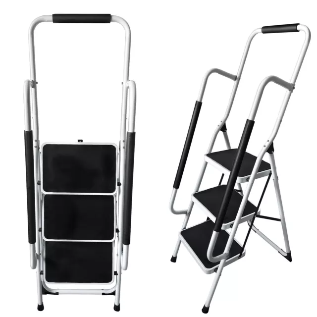 Escabeau à 3 Marches Portable Antidérapant, Echelle Domestique Pliable tabouret