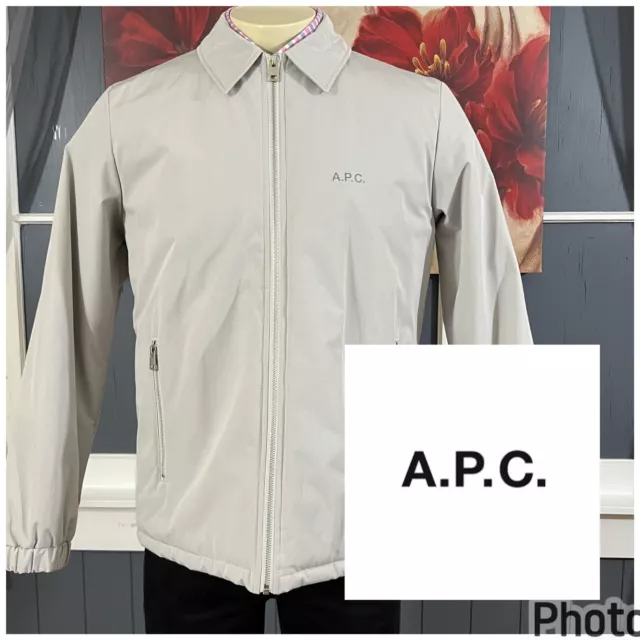 A.P.C. Men Sz Medium Lefty Zip Softshell Bomber Jacket Water Repellent Chantilly