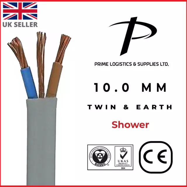 6 mm Twin and Earth T&E Electric Cable Wire,Cooker Cable, Shower Cable,Hob  Cable 