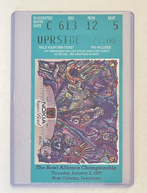 1996 1997 Sugar Bowl Florida Gators vs FSU National Championship Ticket Stub