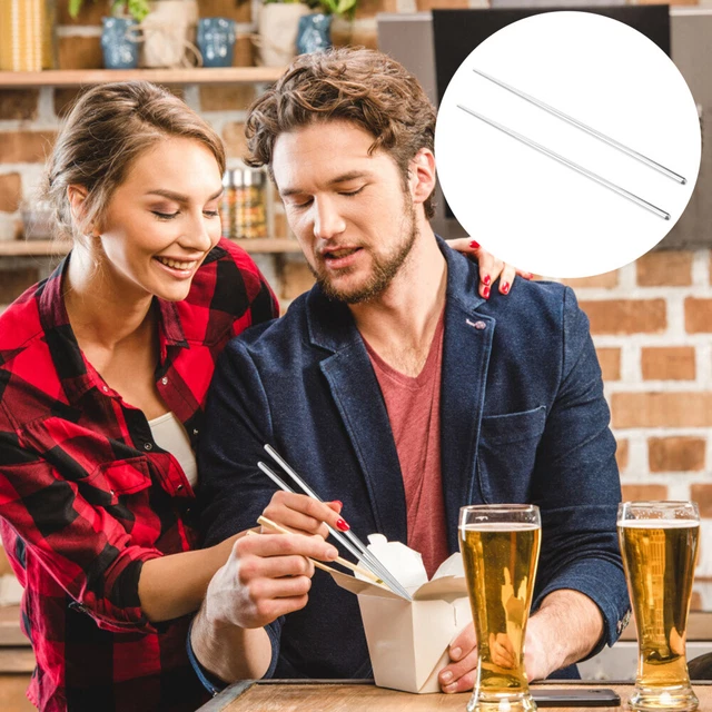 Palillos de comida palillos de acero inoxidable antiescaldera reutilizables pínicos uso doméstico