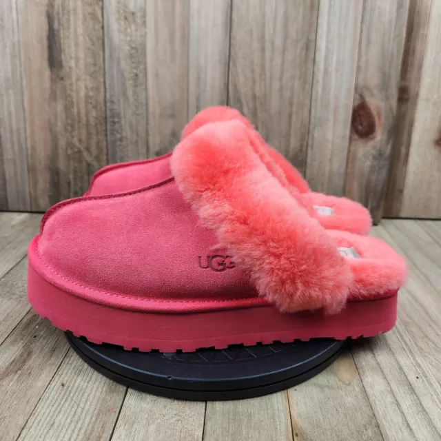 UGG DISQUETTE SLIP On Platform Womens size 9 Red Faux Fur Lined ...