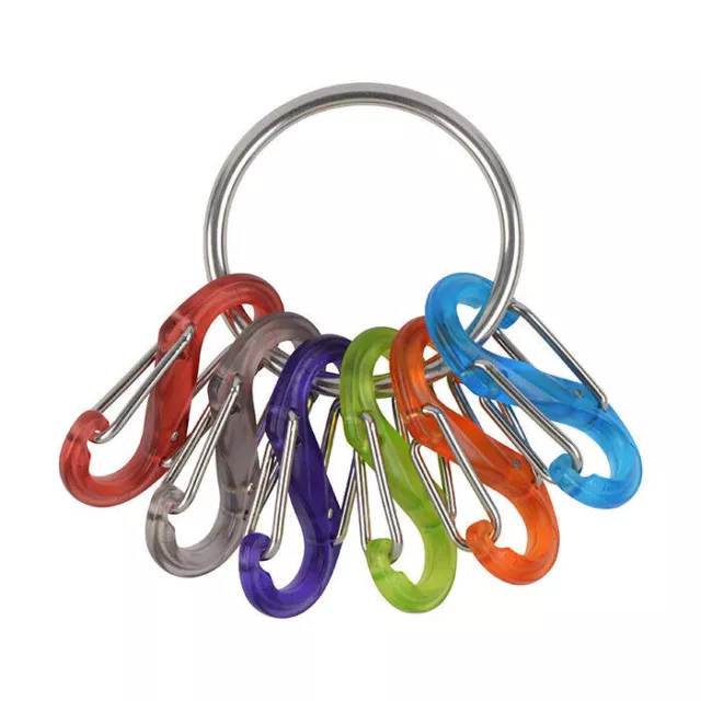 NiteIze KeyRing S-Biner with 6 plastic S-Biners Carabiner Keyring KRG2-11-R3 NEW