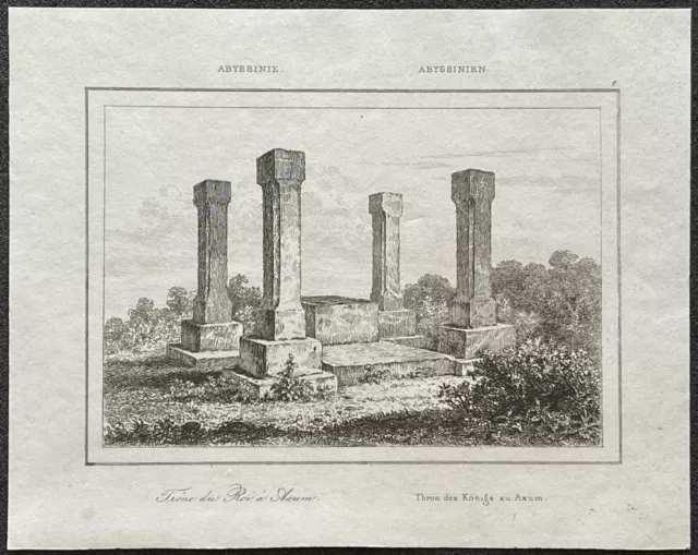 Rovine Re Per Axum Aksum Abissinia Etiopia Incisione Verso 1850, Africa 2