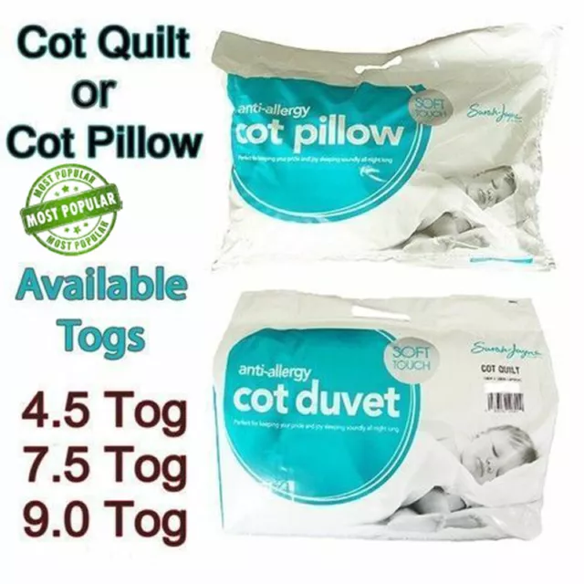 Anti Allergy Baby Nursery Toddler Junior Cot Bed Duvet Quilt OR Pillow