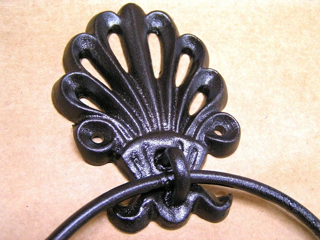TWO cast iron wall rings, Oil Rubbed Bronze finish 2