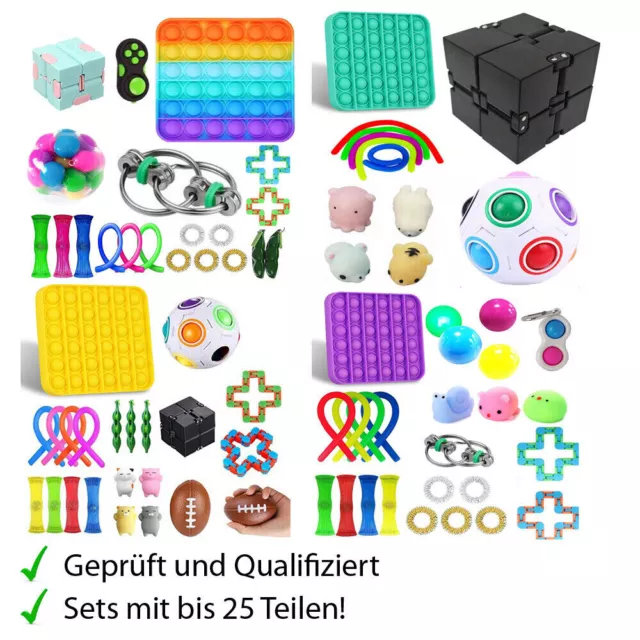 KUNSTIFY Fidget Toy Set , Sets mit Pop it, Infinity Cube, Simple Dimple, Würfel