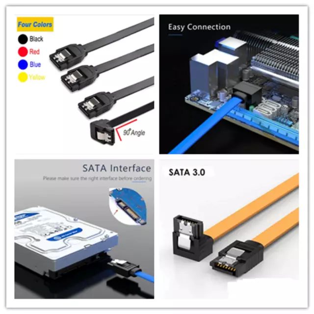 SATA 3.0 Data Cable 6Gbps Extender With Straight/Angle Lead Clip For HDD  SSD