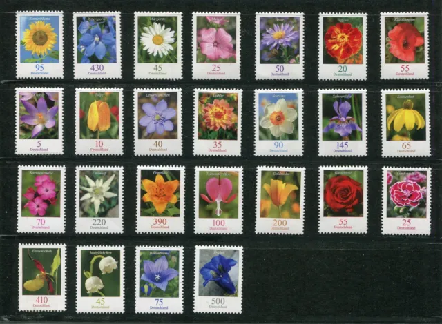 Bund, BRD, Blumen-Rollenmarken von 2005/2011  postfrisch mit Zählnummer komplett