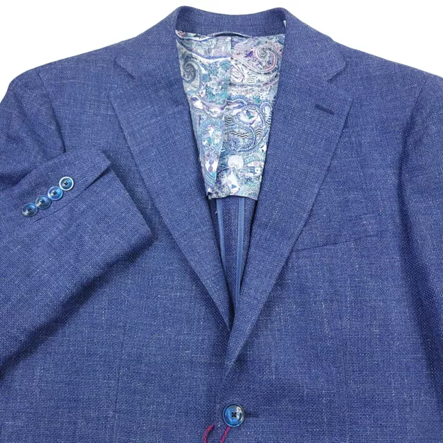 $698 Robert Graham Ringo Blue Melange Basketweave Sport Coat Blazer Mens 38R