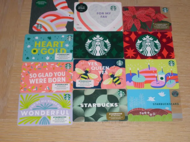 Starbucks U. S. A. #1    12 different new and used collectible gift cards