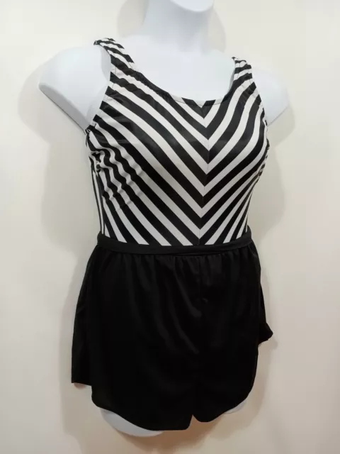 Vintage Swim Suit Women's 36 Size 8 Palisades One Piece Black White MODEST USA