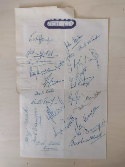 Stoke City FC Team Autogramme 1948/49 Saison