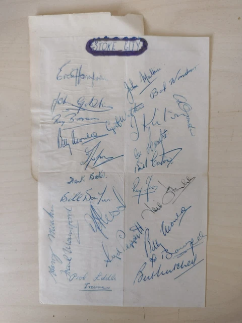 Stoke City FC Team Autogramme 1948/49 Saison