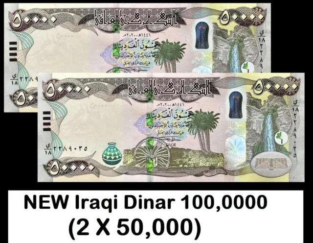 100,000 Iraqi Dinars 2023 New 100k IQD 2 x 50,000 w/ Certificate Of Authenticity
