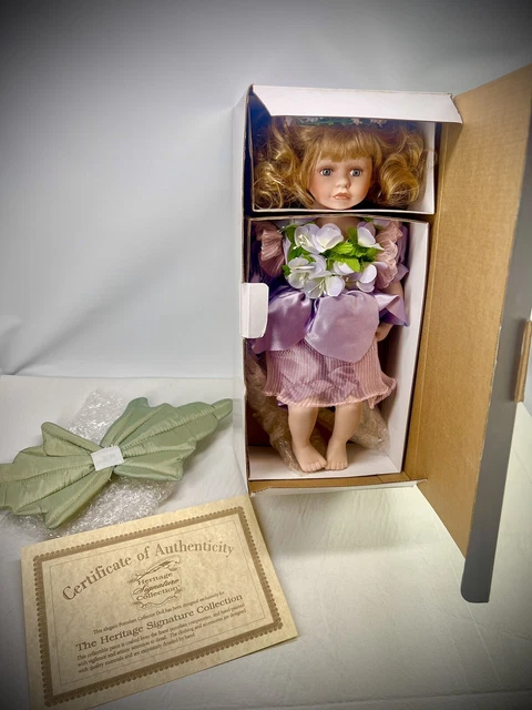 Heritage Signature Collection Porcelain Doll Violet Petals Wings  box New COA