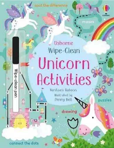 Wipe-Clean Unicorn Activities by Kirsteen Robson: Used