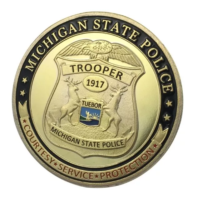 U.S. United States | Michigan State Police MSP | Gold Plated Challenge Coin