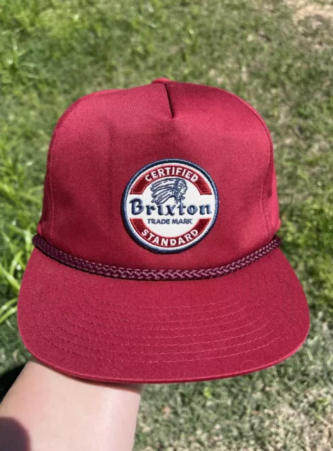 Brixton Mfg Company Indian Chief Logo Trucker Hat Cap Maroon Snapback