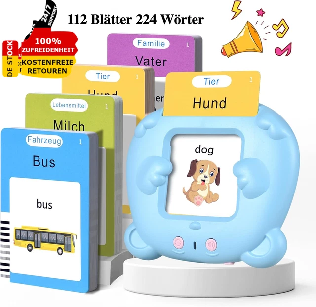 Sprechende Lernkarten Für Kinder 2–6 Jahre | 224 Wörter Auf Italienisch & Englisch | Mit Sound | Montessori Spielzeug