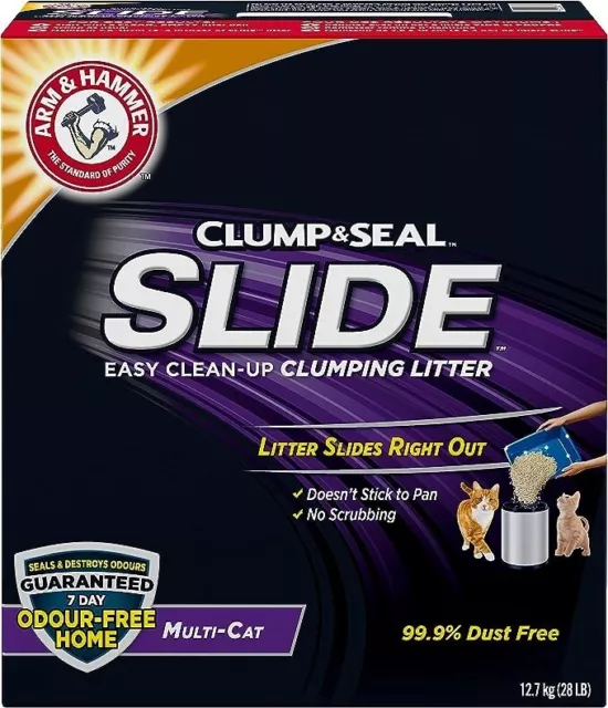 Arm & Hammer Clump,Seal Slide Clay Cat Litter, 12.7kg, Odour Control, Dust Free