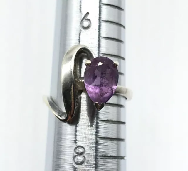 Vintage 925 Sterling Silver Genuine Amethyst Unique Band Ring Size 7