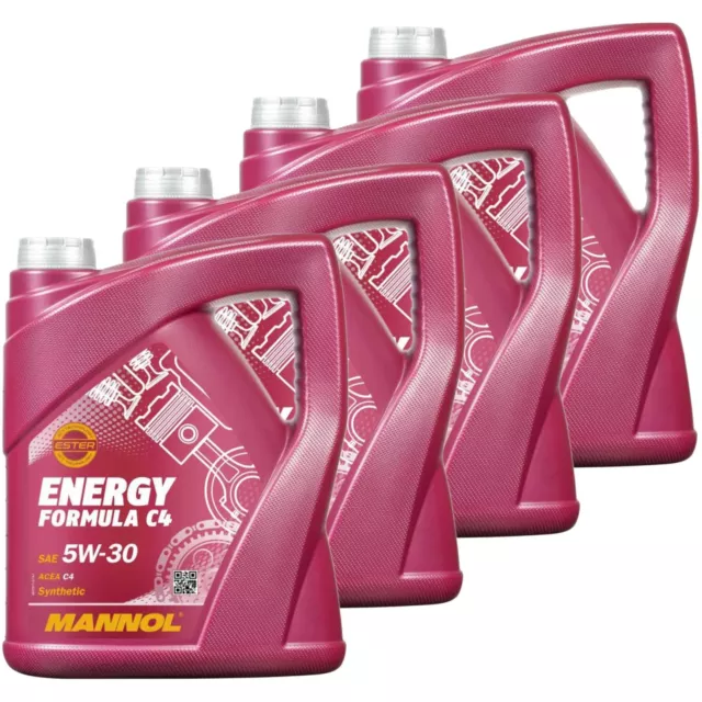 4x MANNOL 5 Liter 7917 Energy Formula C4 5W-30 Leichtlauf-Motoröl ACEA C4