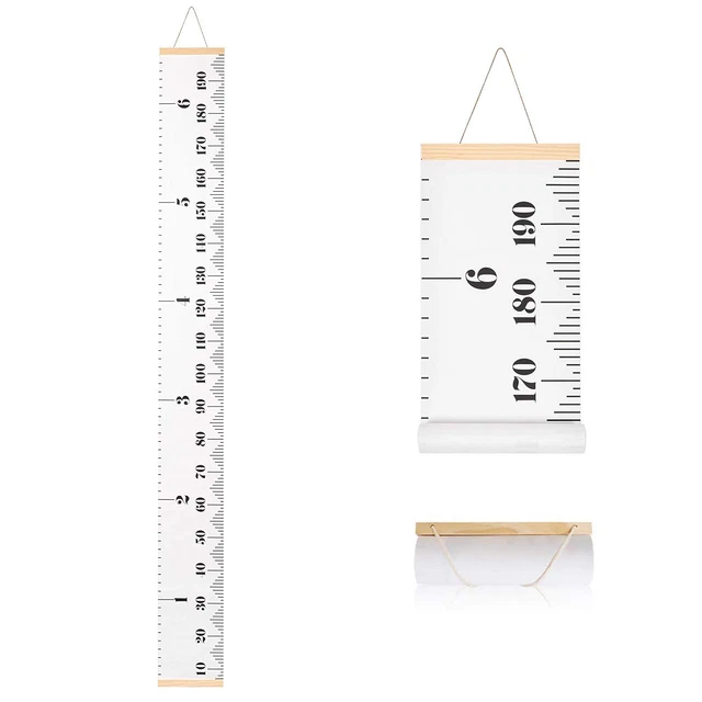 GROWTH CHART FOR Kids, Canvas Height Chart Ruler Removable Wood Hanging