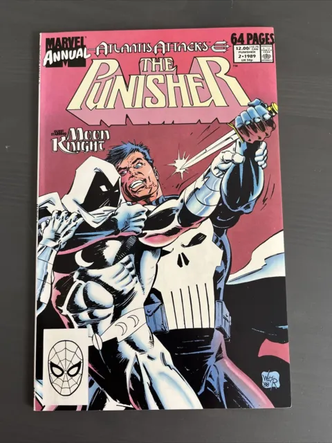 The Punisher Annual #2 Marvel Comics 1989 Classic Punisher Moon Knight Battle NM