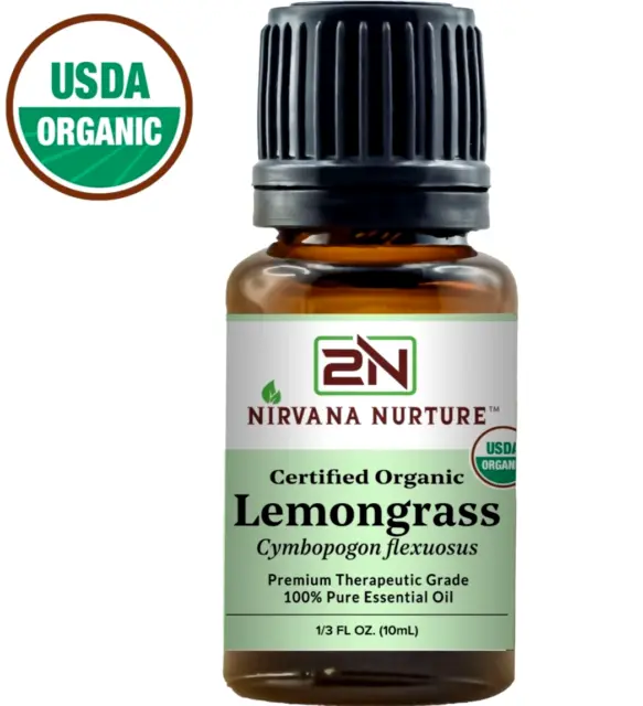 Organic Lemongrass Essential Oil USDA Certified 100% Pure Therapeutic Grade