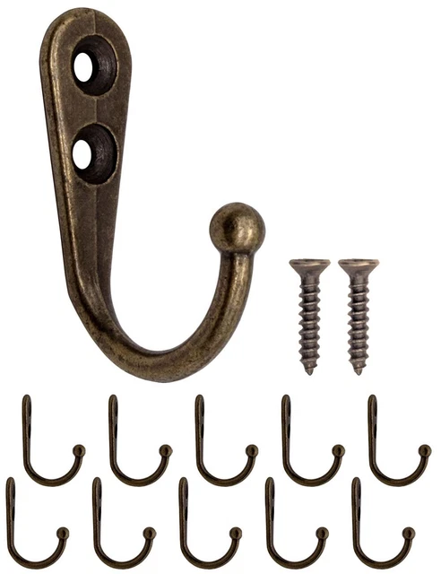 Fuxxer Set 3 Ganci Antichi Per Asciugamani, In Ferro Con Testa In Ceramica E Corona In Ottone, Lunghezza 12,2 Cm, Con Viti, Stile Rustico - 6