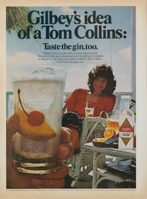 1981 Gilbey's Gin Tom Collins Orange Patio Chairs Cherry Vintage Print Ad SI4