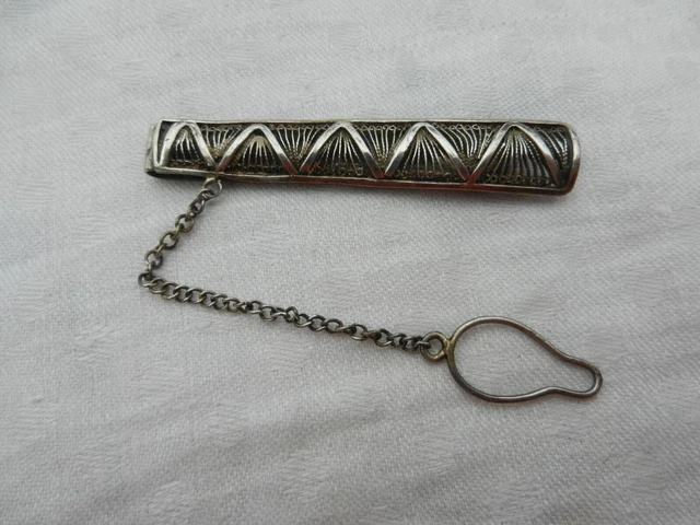 Pince à Cravate Ancienne Avec Chaîne - Bijou Vintage Référence 138-20/A10 - Occasion, état à Vérifier