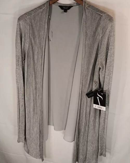 Simply Vera Vera Wang Womens Gray Flyaway Open Front Cardigan Sweater Sz L NWT